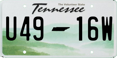 TN license plate U4916W