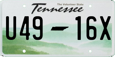 TN license plate U4916X