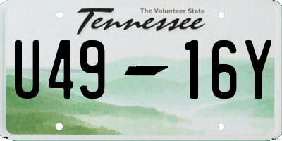 TN license plate U4916Y