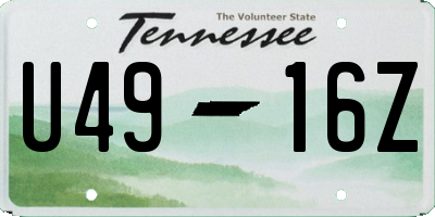 TN license plate U4916Z