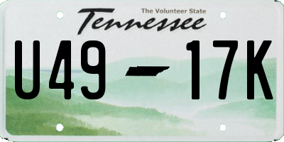 TN license plate U4917K