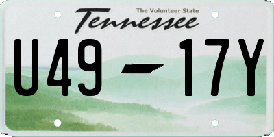 TN license plate U4917Y