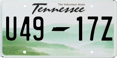 TN license plate U4917Z