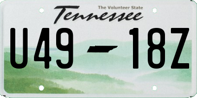 TN license plate U4918Z