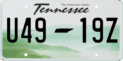 TN license plate U4919Z