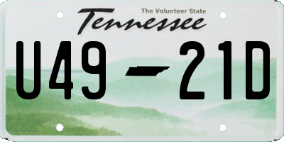 TN license plate U4921D