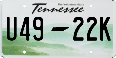 TN license plate U4922K