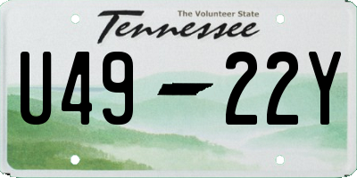 TN license plate U4922Y