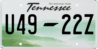 TN license plate U4922Z