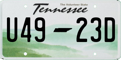 TN license plate U4923D