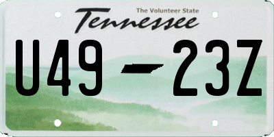 TN license plate U4923Z