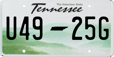 TN license plate U4925G