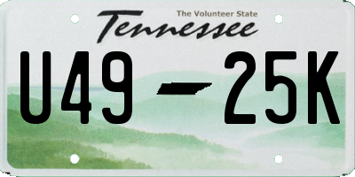 TN license plate U4925K