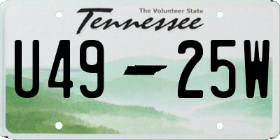 TN license plate U4925W