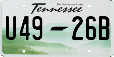 TN license plate U4926B