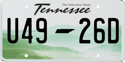TN license plate U4926D
