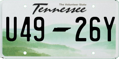 TN license plate U4926Y