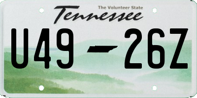 TN license plate U4926Z