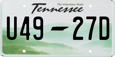 TN license plate U4927D