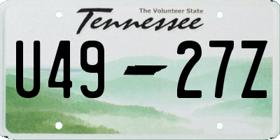 TN license plate U4927Z