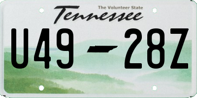 TN license plate U4928Z