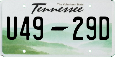 TN license plate U4929D