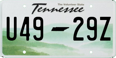 TN license plate U4929Z