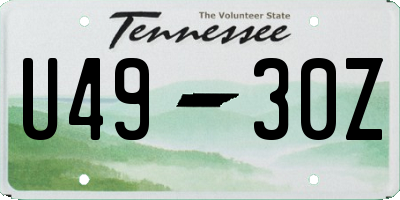 TN license plate U4930Z