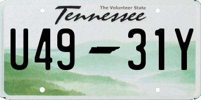 TN license plate U4931Y