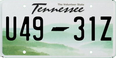 TN license plate U4931Z