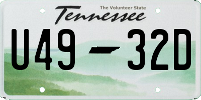 TN license plate U4932D