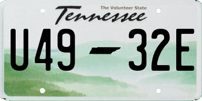 TN license plate U4932E