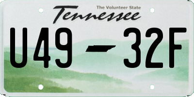 TN license plate U4932F