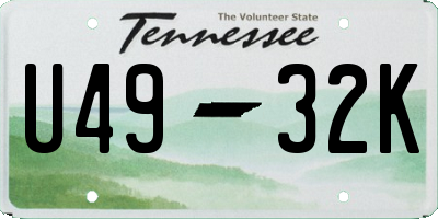 TN license plate U4932K