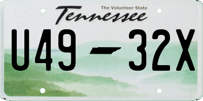 TN license plate U4932X
