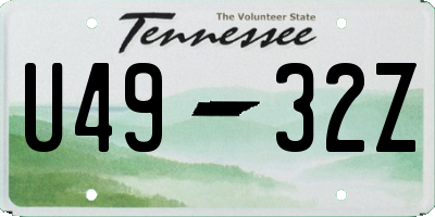 TN license plate U4932Z