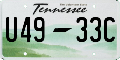 TN license plate U4933C