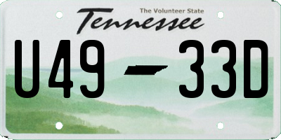 TN license plate U4933D