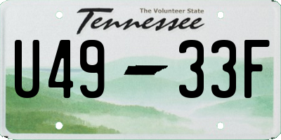 TN license plate U4933F