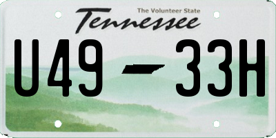 TN license plate U4933H