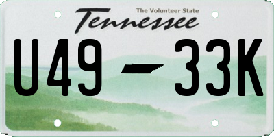 TN license plate U4933K