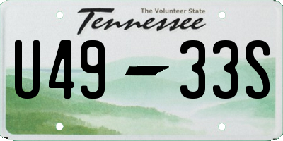 TN license plate U4933S