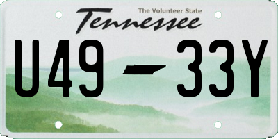 TN license plate U4933Y