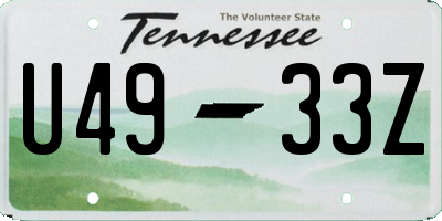 TN license plate U4933Z