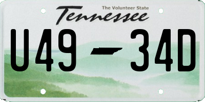 TN license plate U4934D