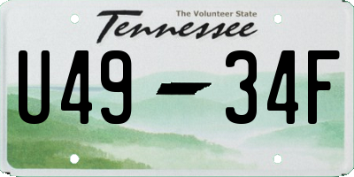 TN license plate U4934F
