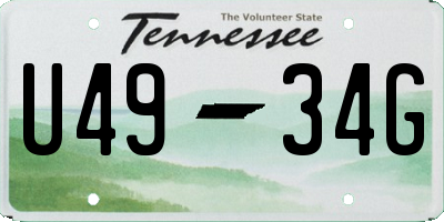 TN license plate U4934G