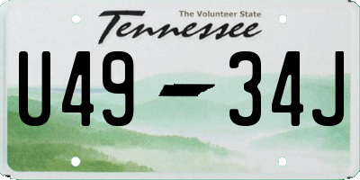 TN license plate U4934J