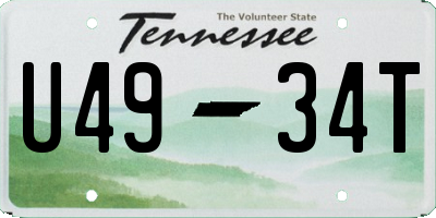 TN license plate U4934T