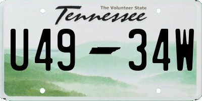 TN license plate U4934W